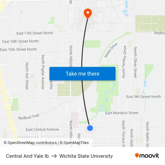 Central And Yale Ib to Wichita State University map
