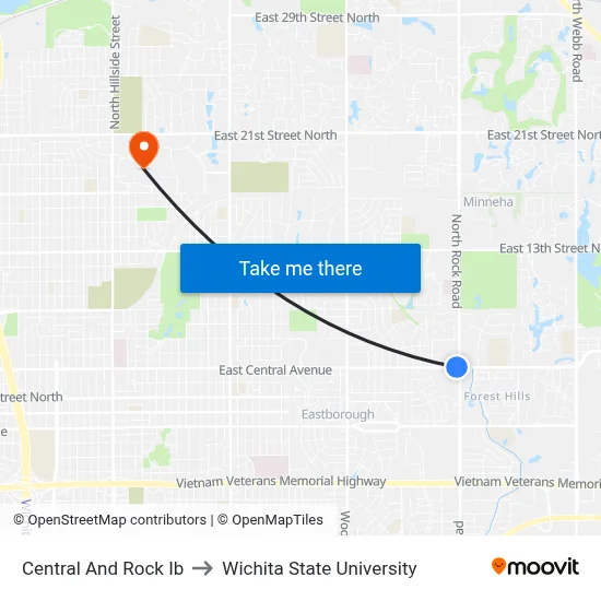 Central And Rock Ib to Wichita State University map