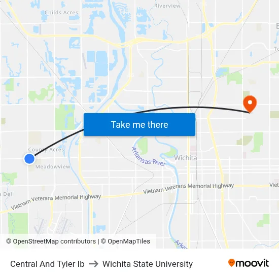 Central And Tyler Ib to Wichita State University map