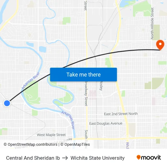 Central And Sheridan Ib to Wichita State University map