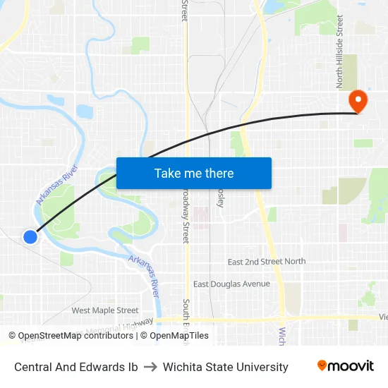 Central And Edwards Ib to Wichita State University map