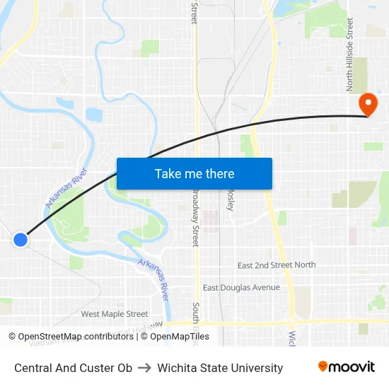 Central And Custer Ob to Wichita State University map