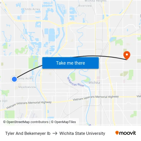 Tyler And Bekemeyer Ib to Wichita State University map