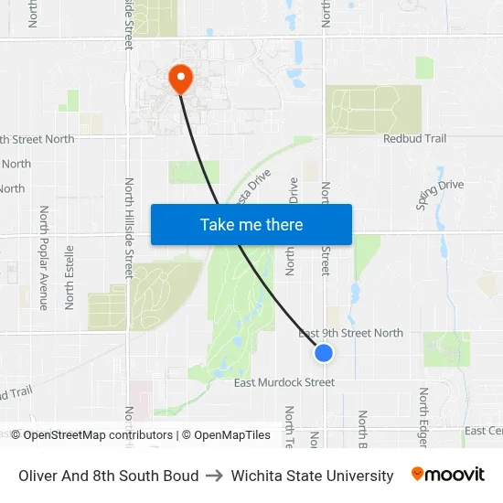 Oliver And 8th South Boud to Wichita State University map
