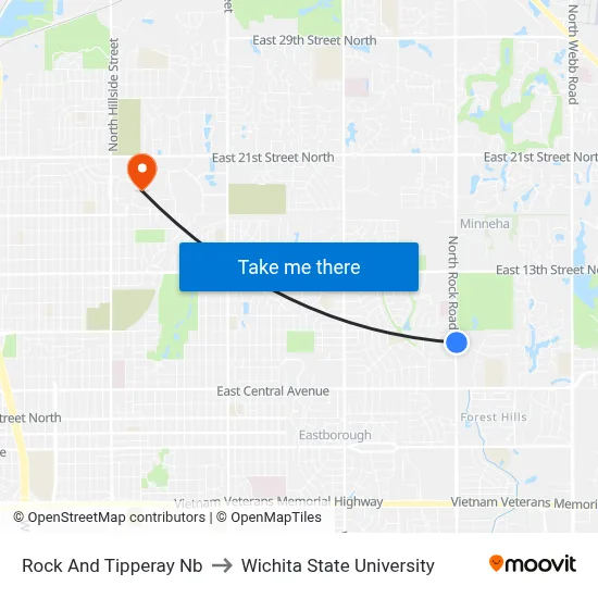 Rock And Tipperay Nb to Wichita State University map