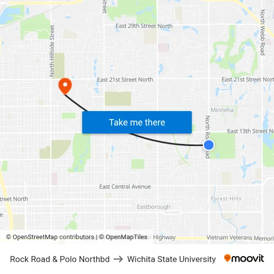 Rock Road & Polo Northbd to Wichita State University map