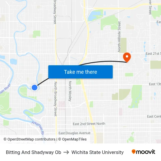 Bitting And Shadyway Ob to Wichita State University map