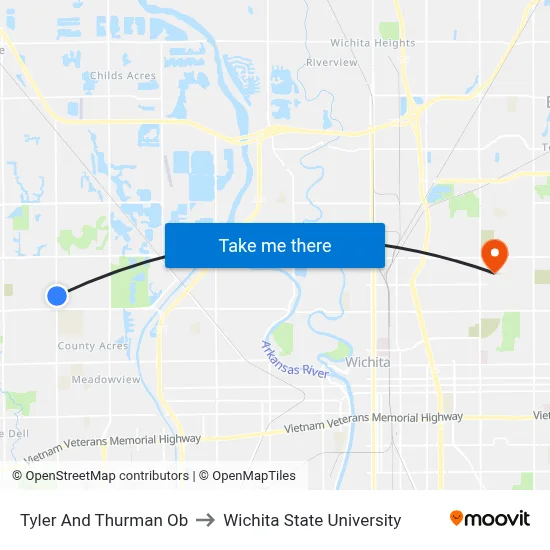 Tyler And Thurman Ob to Wichita State University map