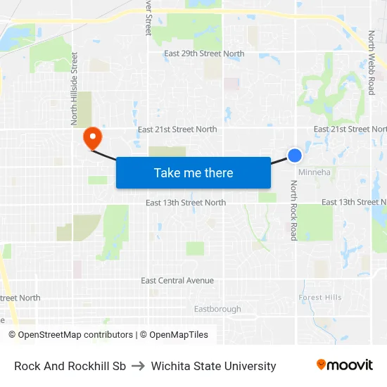 Rock And Rockhill Sb to Wichita State University map