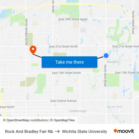 Rock And Bradley Fair Nb to Wichita State University map