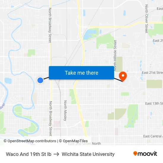 Waco And 19th St Ib to Wichita State University map