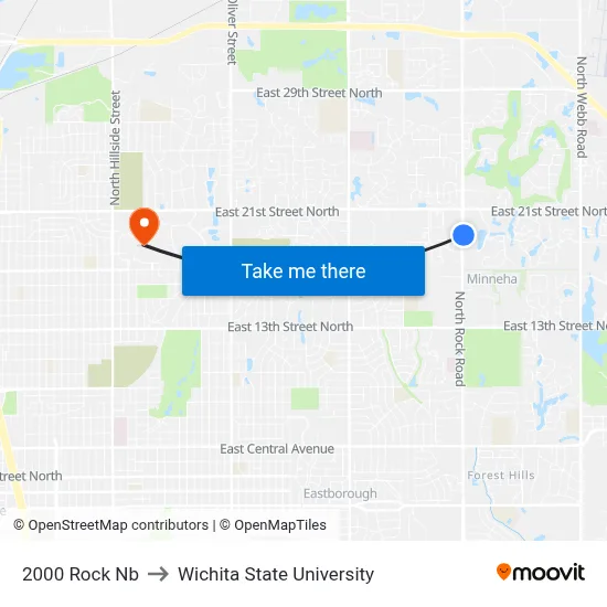 2000 Rock Nb to Wichita State University map
