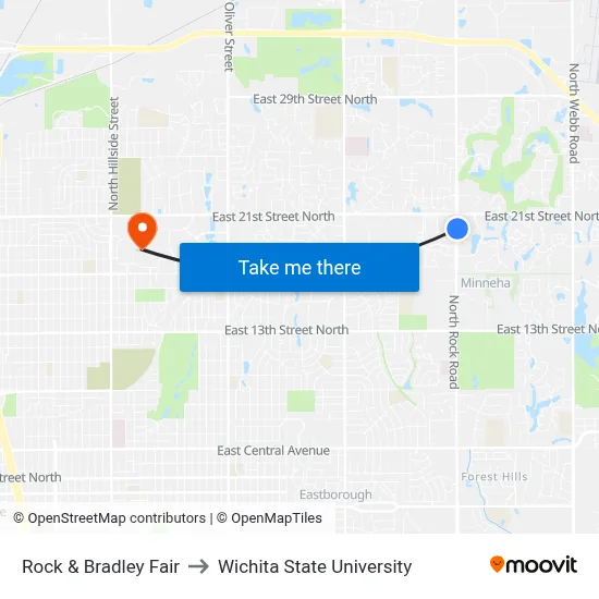 Rock & Bradley Fair to Wichita State University map