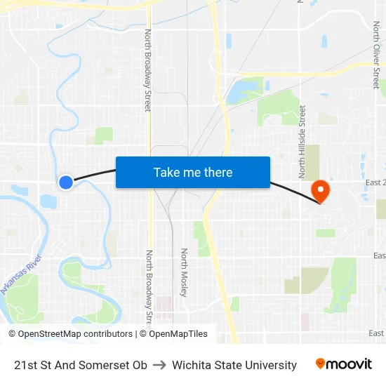 21st St And Somerset Ob to Wichita State University map