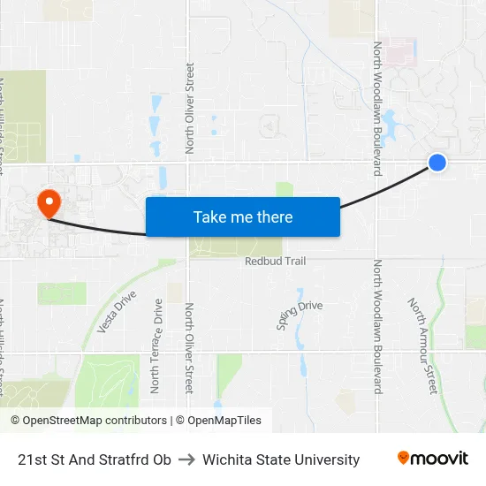 21st St And Stratfrd Ob to Wichita State University map