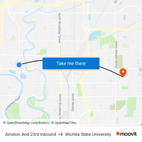 Amidon And 23rd Inbound to Wichita State University map