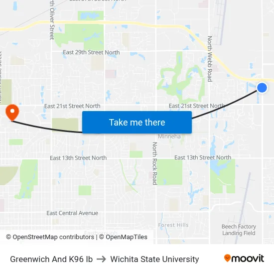 Greenwich And K96 Ib to Wichita State University map