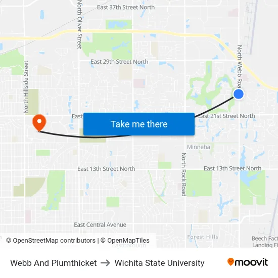 Webb And Plumthicket to Wichita State University map