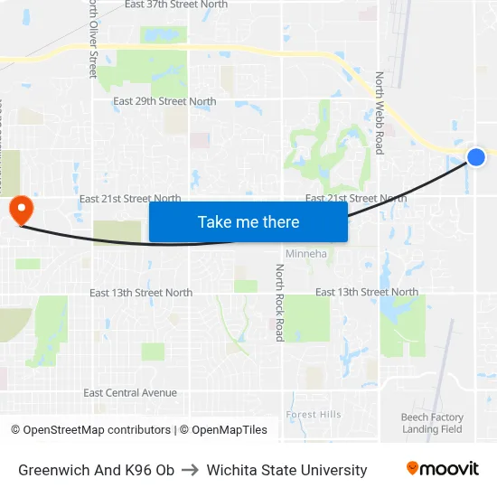 Greenwich And K96 Ob to Wichita State University map