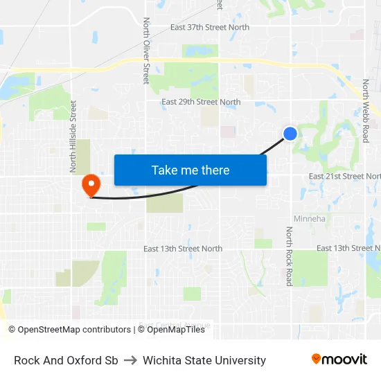 Rock And Oxford Sb to Wichita State University map