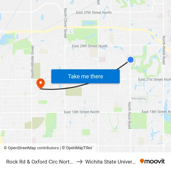 Rock Rd & Oxford Circ Northbd to Wichita State University map