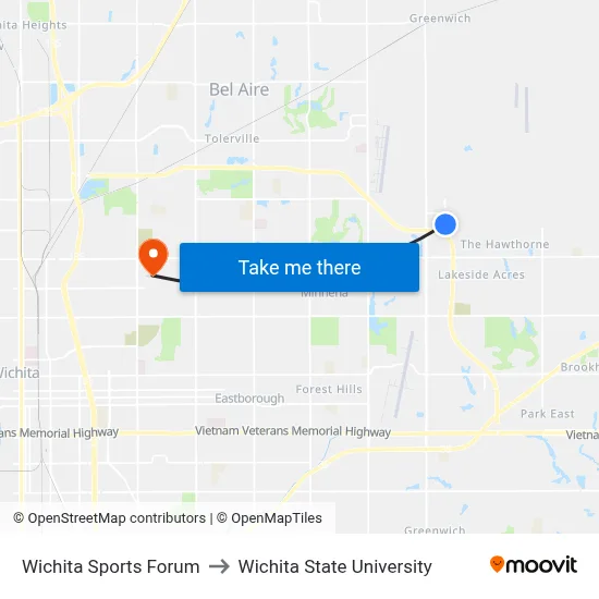 Wichita  Sports Forum to Wichita State University map
