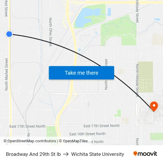 Broadway And 29th St Ib to Wichita State University map