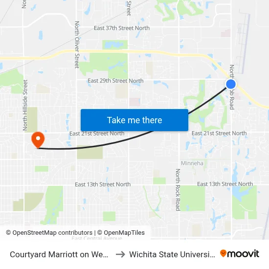 Courtyard Marriott on Webb to Wichita State University map
