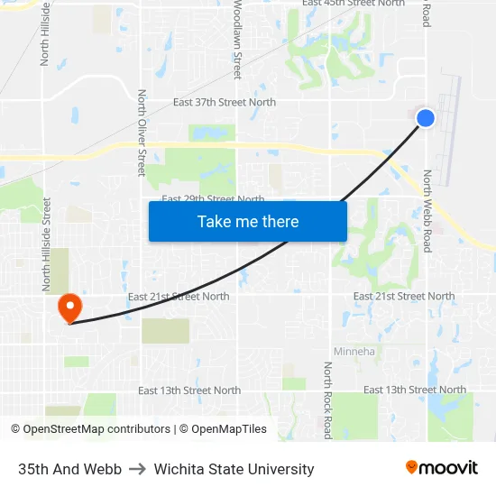 35th And Webb to Wichita State University map