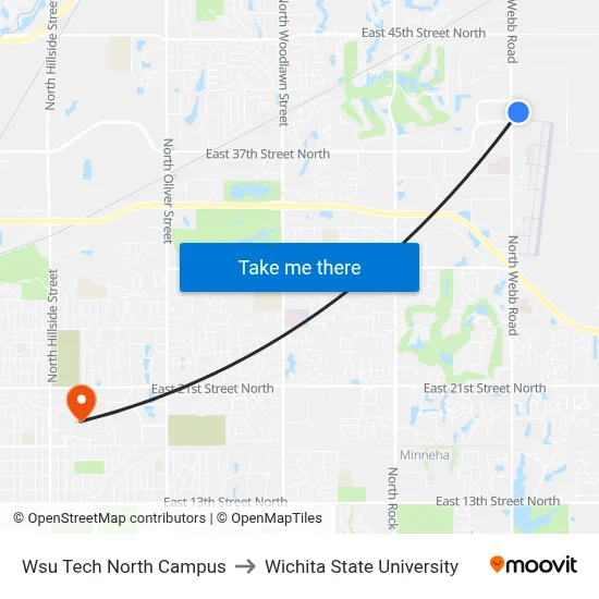 Wsu Tech North Campus to Wichita State University map