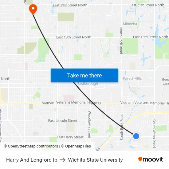 Harry And Longford Ib to Wichita State University map
