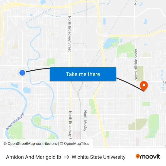 Amidon And Marigold Ib to Wichita State University map