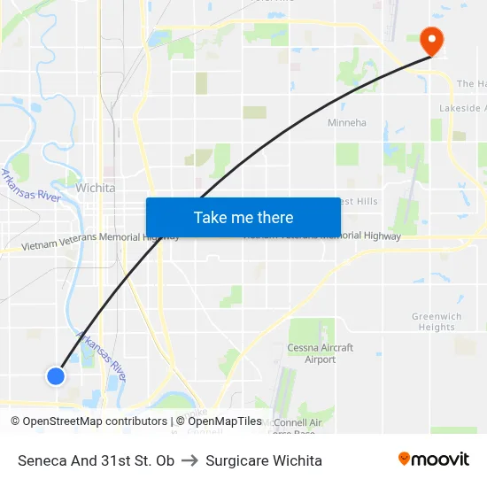 Seneca And 31st St. Ob to Surgicare Wichita map