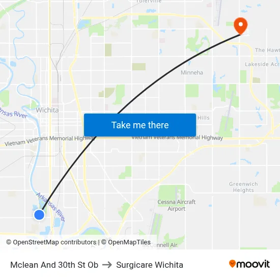 Mclean And 30th St Ob to Surgicare Wichita map