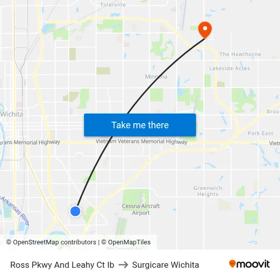 Ross Pkwy And Leahy Ct Ib to Surgicare Wichita map