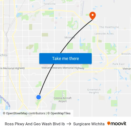 Ross Pkwy And Geo Wash Blvd Ib to Surgicare Wichita map