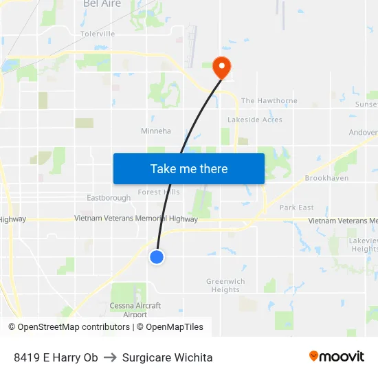 8419 E Harry Ob to Surgicare Wichita map