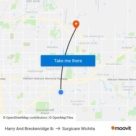 Harry And Breckenridge Ib to Surgicare Wichita map