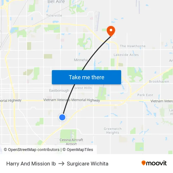 Harry And Mission Ib to Surgicare Wichita map