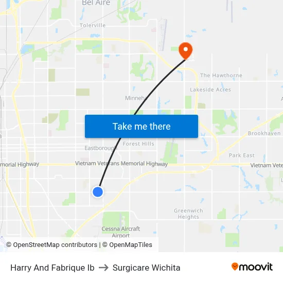 Harry And Fabrique Ib to Surgicare Wichita map