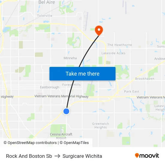 Rock And Boston Sb to Surgicare Wichita map