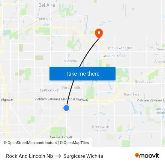 Rock And Lincoln Nb to Surgicare Wichita map