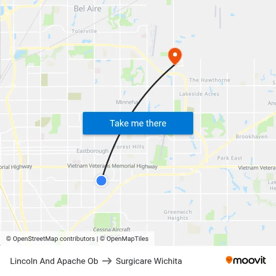 Lincoln And Apache Ob to Surgicare Wichita map