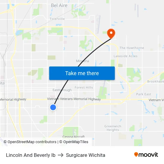 Lincoln And Beverly  Ib to Surgicare Wichita map