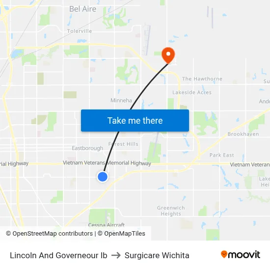 Lincoln And Governeour  Ib to Surgicare Wichita map