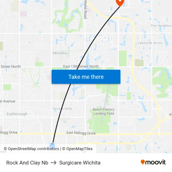 Rock And Clay Nb to Surgicare Wichita map