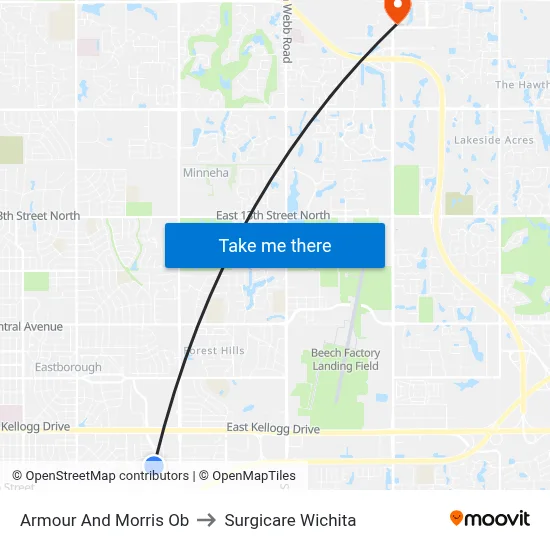 Armour And Morris Ob to Surgicare Wichita map