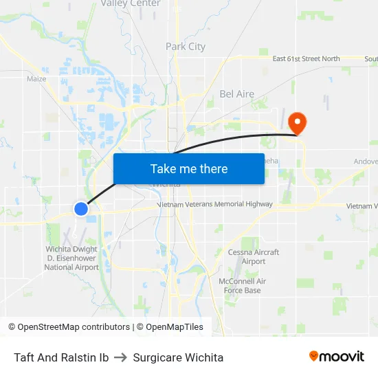 Taft And Ralstin Ib to Surgicare Wichita map