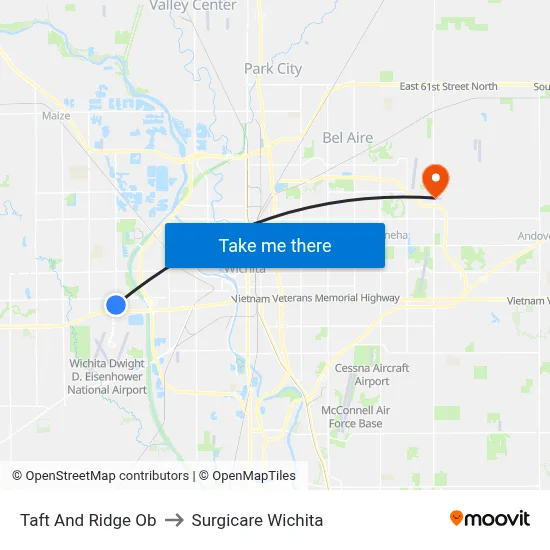 Taft And Ridge Ob to Surgicare Wichita map
