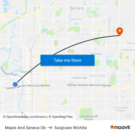 Maple And Seneca Ob to Surgicare Wichita map